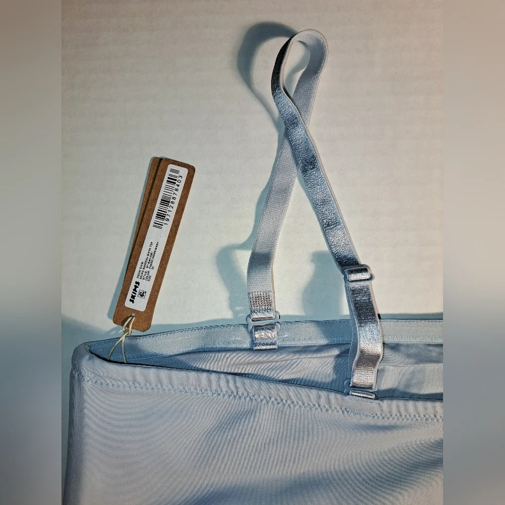 ❤️NWT SKIMS 2 Pc Swim Micro Bandeau top Dippy tie Bikini Blue FADED DENIM 3X 2X